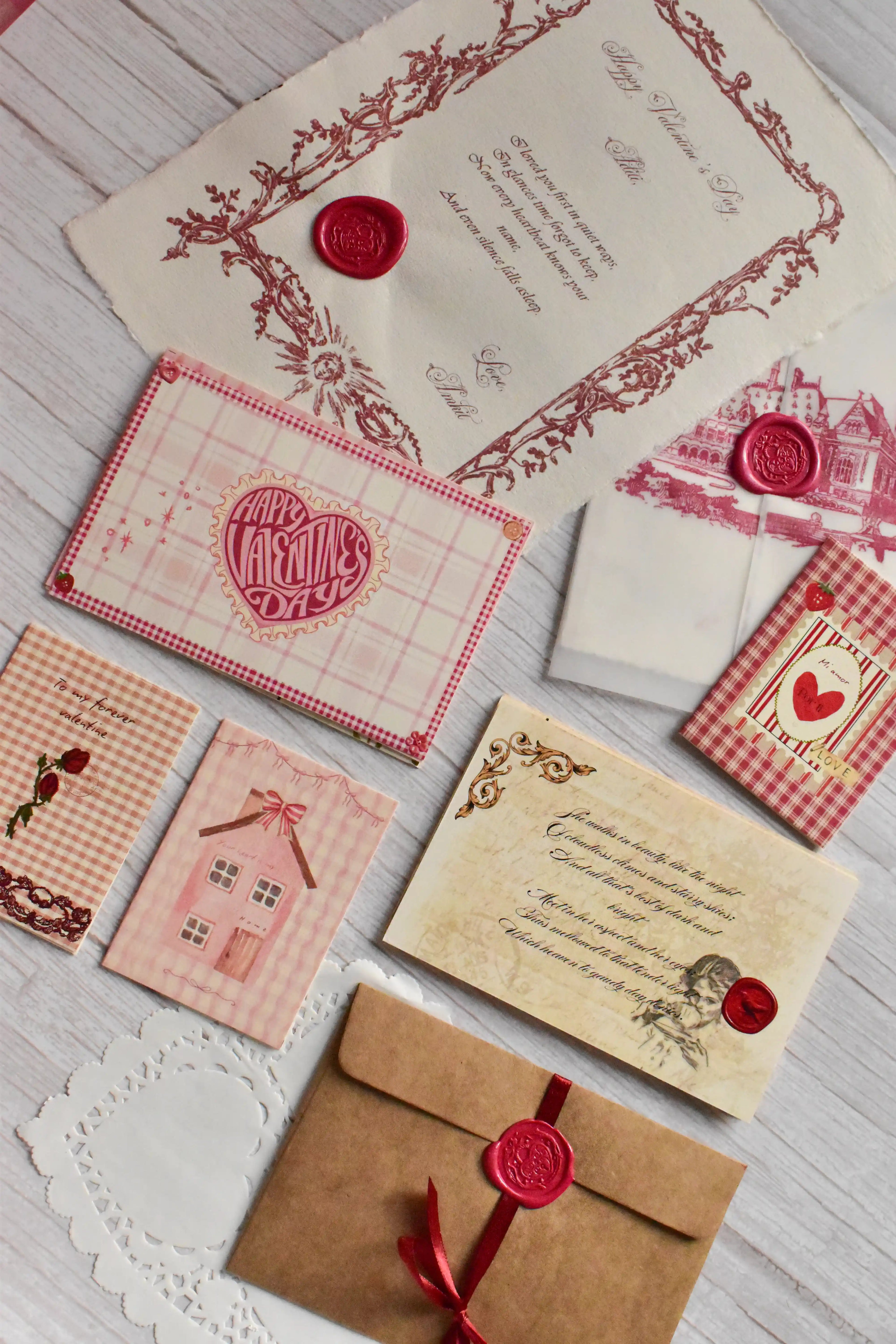 Vintage and cute love postcards, greeting cards and letters