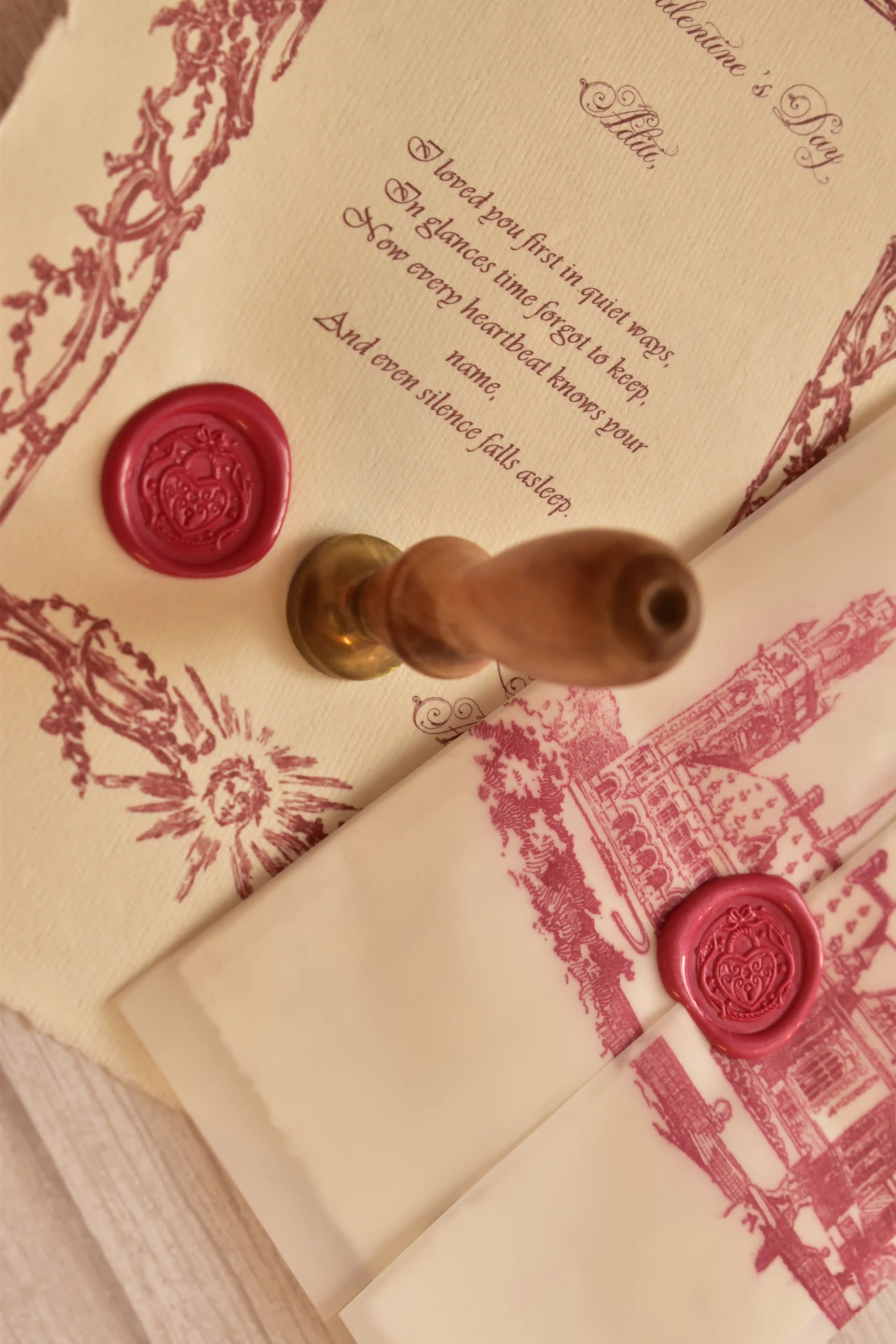 Personalized Valentine's Vintage Love Letter | With Handcrafted Red Heart Wax Seal
