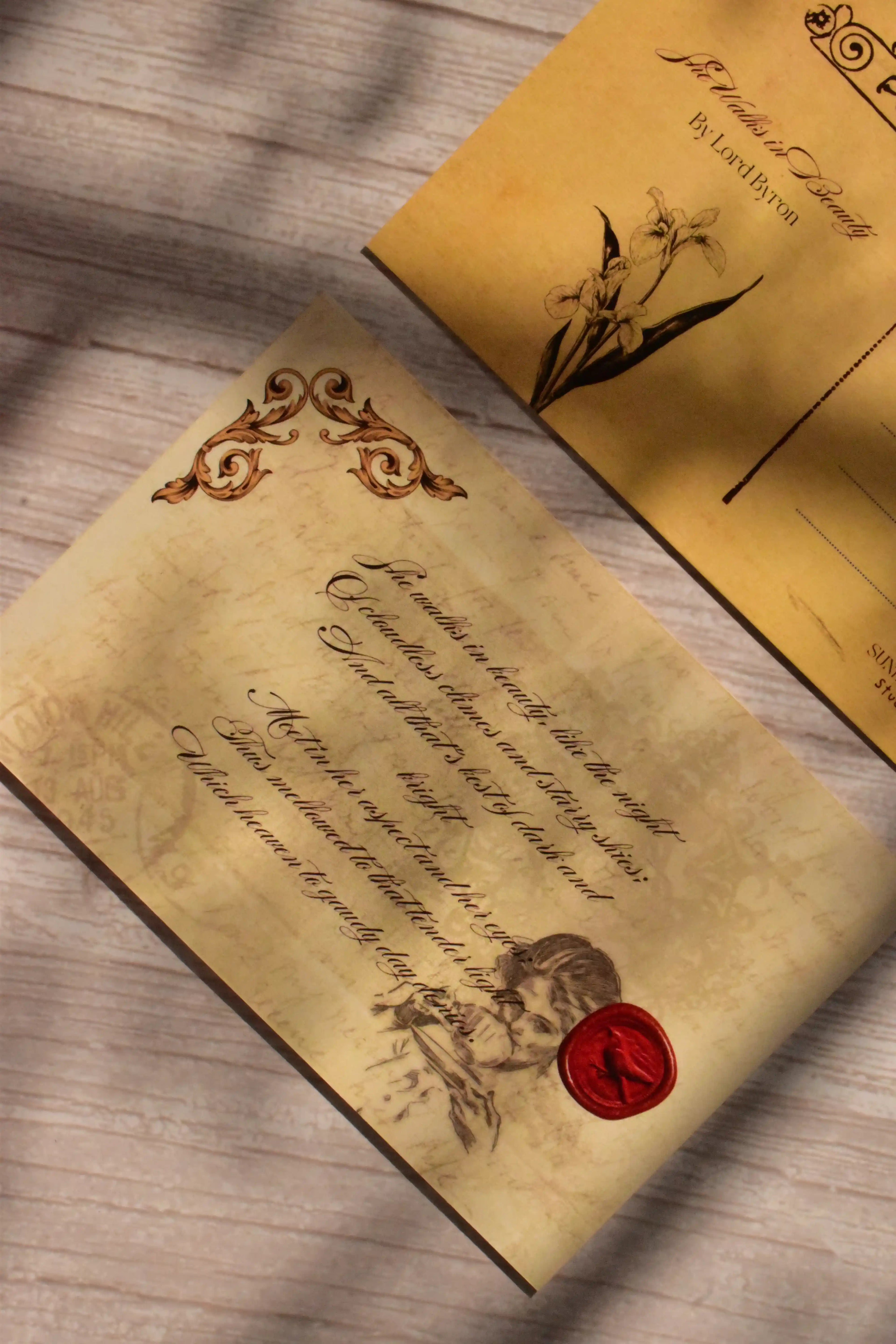 Vintage Poetry Postcard Set of 4 | Classic Love Poems & Dark Academia Aesthetic