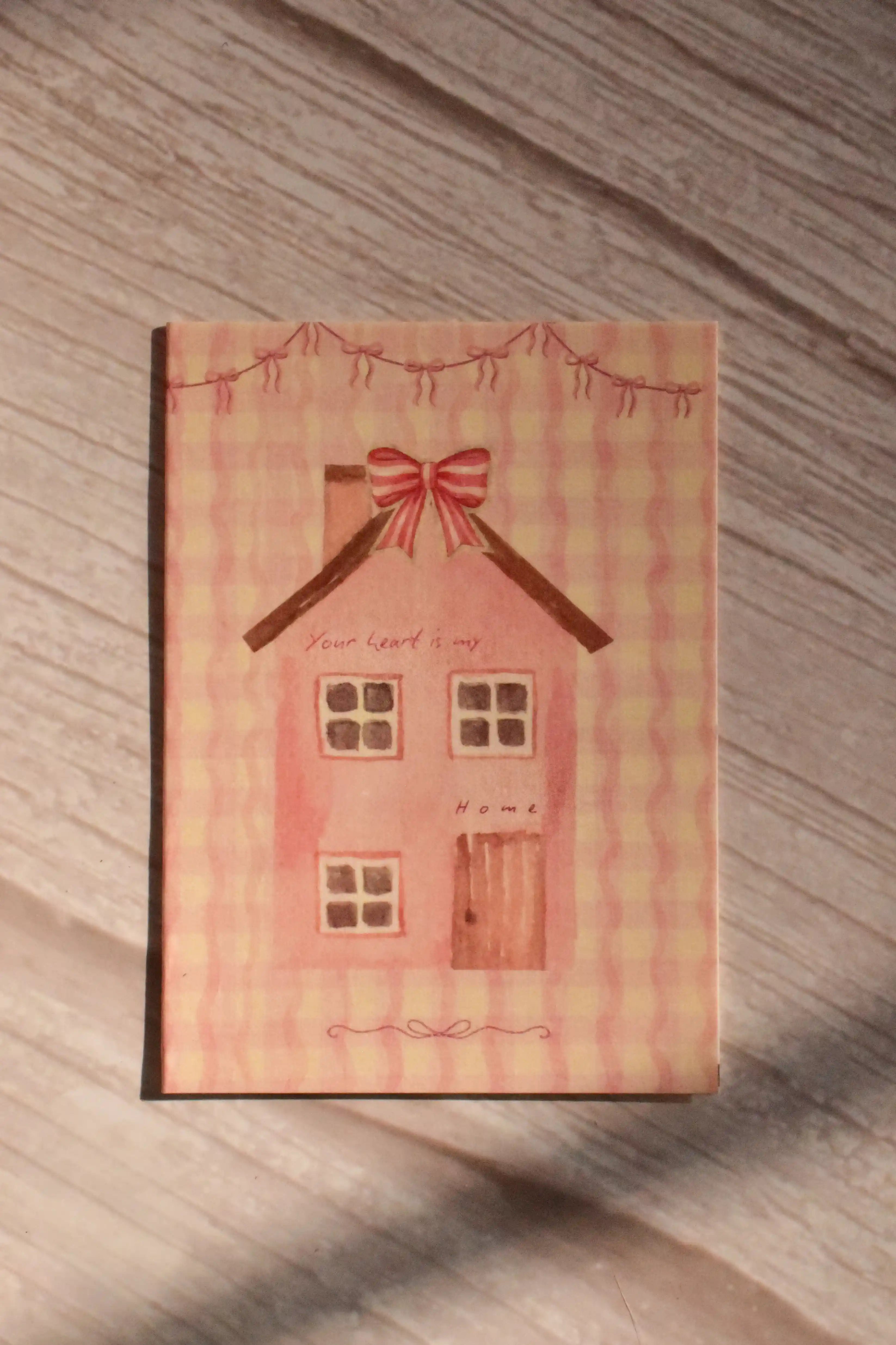 'Your Heart is My Home' Mini Greeting Card | Pink Cottage and Bow