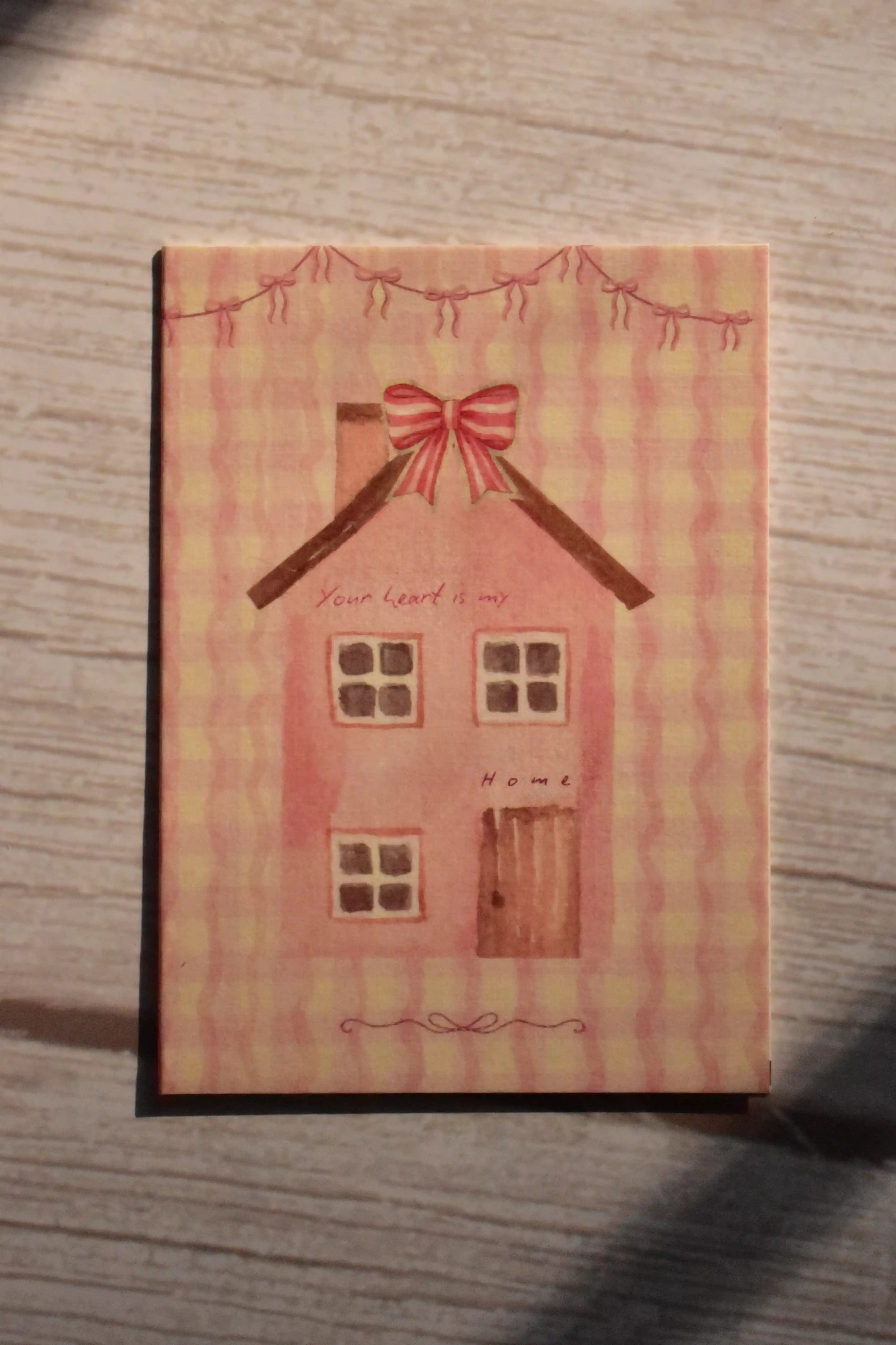 'Your Heart is My Home' Mini Greeting Card | Pink Cottage and Bow