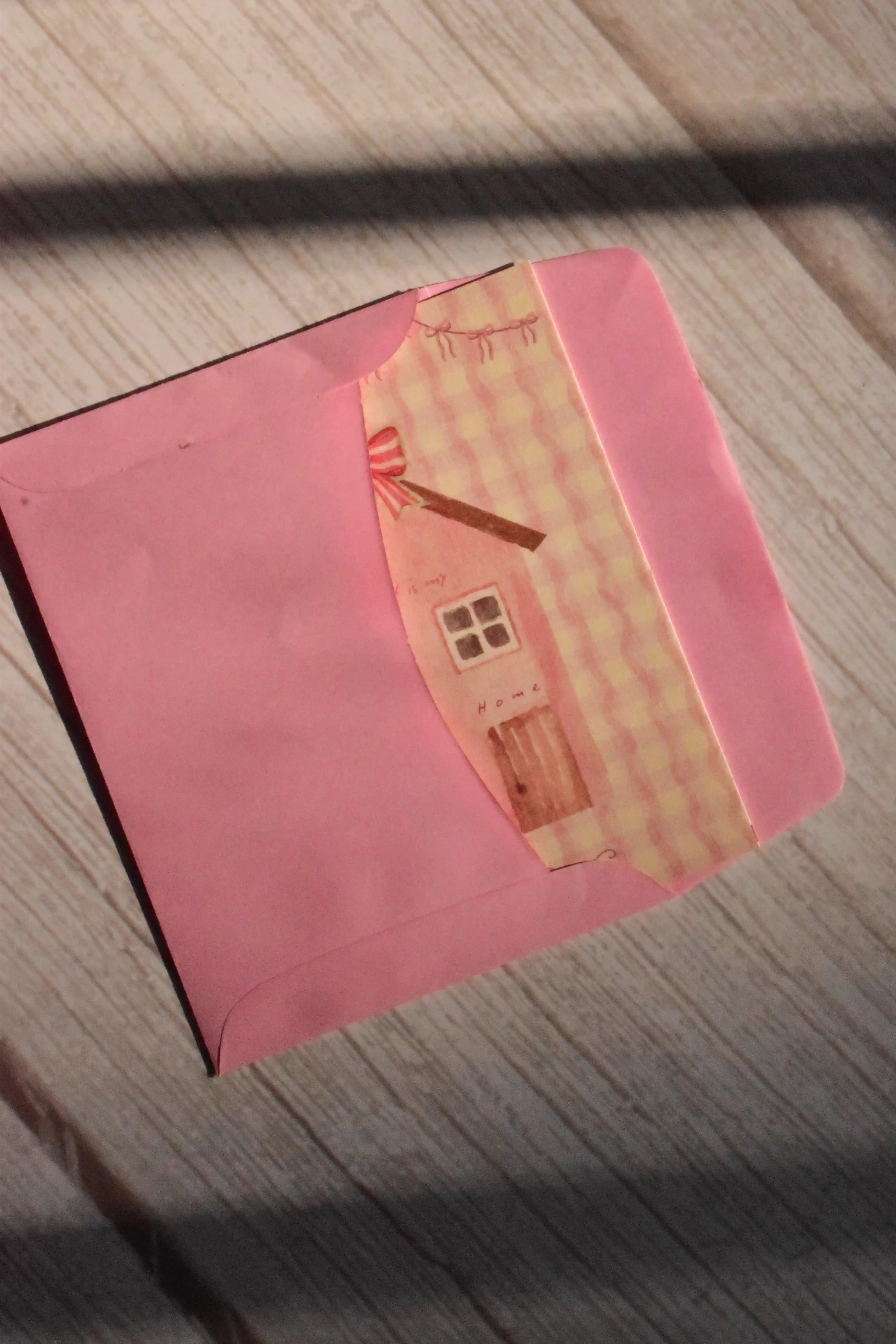 'Your Heart is My Home' Mini Greeting Card | Pink Cottage and Bow