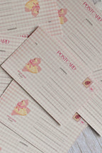 'Happy Valentine's Day' Pink Gingham Postcard | Retro Heart & Swan (4x6 inch)
