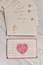 'Happy Valentine's Day' Pink Gingham Postcard | Retro Heart & Swan (4x6 inch)