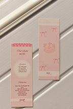  This side-by-side view showcases the Strawberry Cake design and the Fruit Parfait Recipe on the reverse, highlighting the dual-sided nature of the pastel pink bookmark.